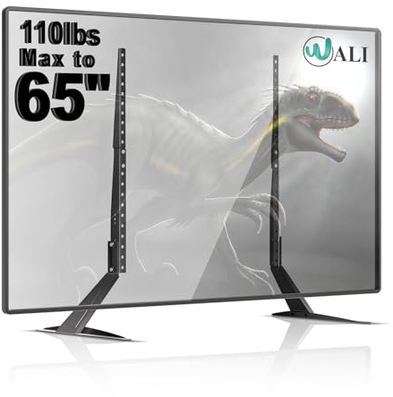 WALI Universal TV Stand, TV Legs for 22 to 65 Inch Flat Screen TVs, Height Adjustable TV Feet, Table Top TV Stand Holds up to 50 kg, Max VESA 800 x 500mm, Black (TVS001)