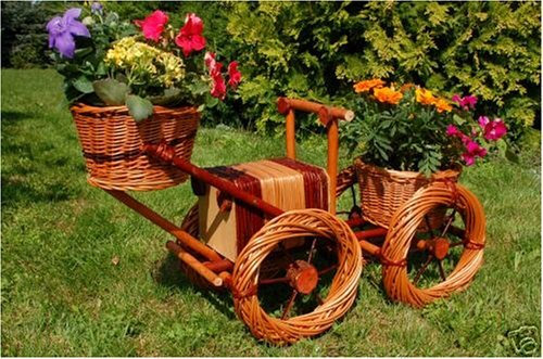 Bagger, Traktor aus Korbgeflecht, 80cm, Rattan, Weidenkörbe, bepflanzen möglich, Pflanzkorb, Blumentopf, Blumentöpfe, Pflanzkübel, Pflanztrog, Pflanzgefäß, Pflanzkasten, Übertopf, Pflanzkarre