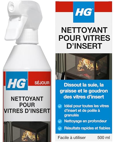 HG Nettoyant pour Vitres de Poêle à Bois en Spray – Nettoyant efficace pour cheminées, fours et foyers, élimine la suie, le goudron et la graisse – 500 ml