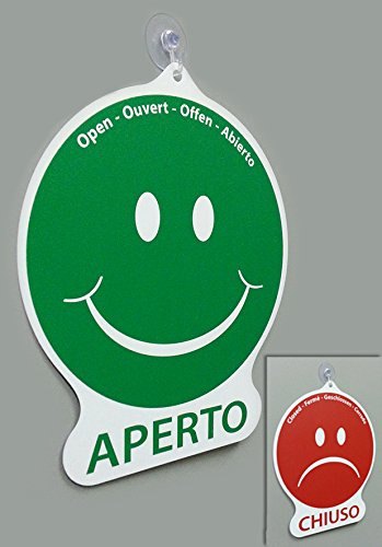 Cartel con texto en italiano APERTO y CHIUSO para tienda, negocio u oficina