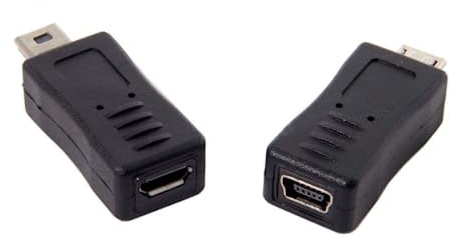 CY Verlängerungsadapter, Mini-USB-Stecker auf Micro-USB-Buchse (5-polig) und Mini-Buchse auf Micro-Stecker, Schwarz, 2 Stück