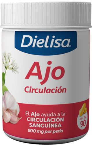 Dielisa - Ajo 1, Complemento Alimenticio a Base de Ajo Macerado, Contribuye a Favorecer la Circulación Sanguínea y a Mantener unos Niveles Normales de Colesterol - 90 Perlas