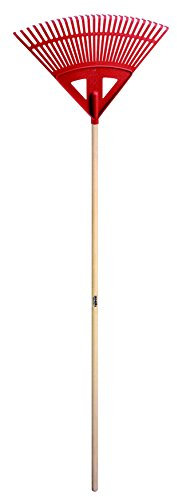 AUSONIA - rastrello a ventaglio in plastica con Manico Legno