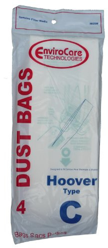 4 Hoover Type C Vacuum Bags for Convertible Upright, Bottom Fill Convertible, Lightweight, O/S Vacuum Cleaners, 43651-050, 43651050, 4010003C, 4010077C, 1340, 1350, 1351, 13560, 1370, 1372, 13290, 139