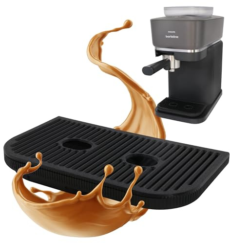 Erweitertes Abtropfgitter mit Auffangbehälter passend für Philips Baristina Espressomaschine – vergrößerte Abstellfläche, mehr Höhe für Gläser bis 110 mm, spülmaschinengeeignet, Schwarz