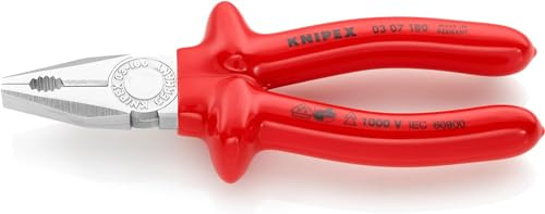 KNIPEX Kombinationstång förkromad doppisolerat, VDE-testat, 03 07 180