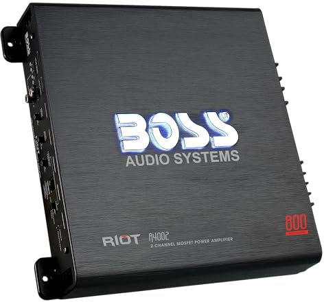 Boss Audio Systems R4002 2.0 Coche Alámbrico Negro - Amplificador de audio (2.0 canales, 800 W, A/B, 0,01%, 102 dB, 150 W)