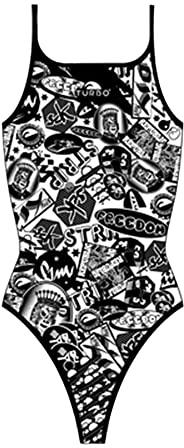 TurboTronic By Z-LINE Stickers Bragas de Bikini, Blanco/Negro, M para Mujer