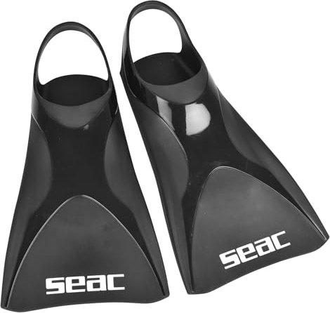 SEAC Atom, Pinne Corte da Nuoto per Allenamento in Piscina e in Mare Unisex Adulto, Nero, XL