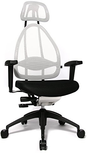 Topstar Open Art 2010 ergonomischer Bürostuhl, Schreibtischstuhl, inkl. höhenverstellbare Armlehnen, Rückenlehne und Kopfstütze, Stoff schwarz / weiß | Made in Germany | Ergonomisch | Drehstuhl, Schreibtischstuhl | höhenverstellbar | Geprüfte Sicherheit nach GS-Intertek