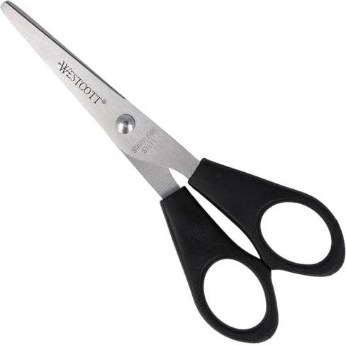 Westcott Scissors 5’ (12.7 cm) Black | Office Scissors with Black Plastic Handles | Extra-Sharp Blade, Stainless Steel | E-31150 00