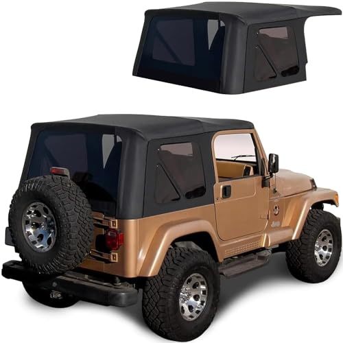 Sierra Offroad Factory Style Soft Top mit getönten Fenstern, ohne obere Türen, kompatibel mit Jeep Wrangler TJ 1997-2006 (Denim Black)