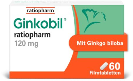 Ginkobil® ratiopharm 120 mg Filmtabletten, 60 Filmtabletten | Stärken die Gedächtnisleistung und Konzentrationsleistung* mit dem Extrakt aus Ginkgo biloba