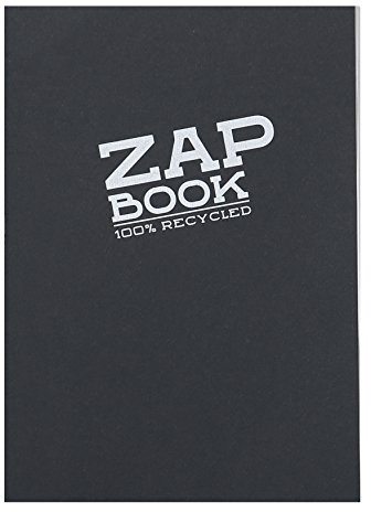 Clairefontaine 3364C - Skizzenbuch / Zeichenheft Zap Book DIN A4 21x29,7 cm, geleimt, 160 Blatt 80g 100% recyceltes Papier, ideal für Schnellnotizen und Entwürfe, Schwarz, 1 Stück