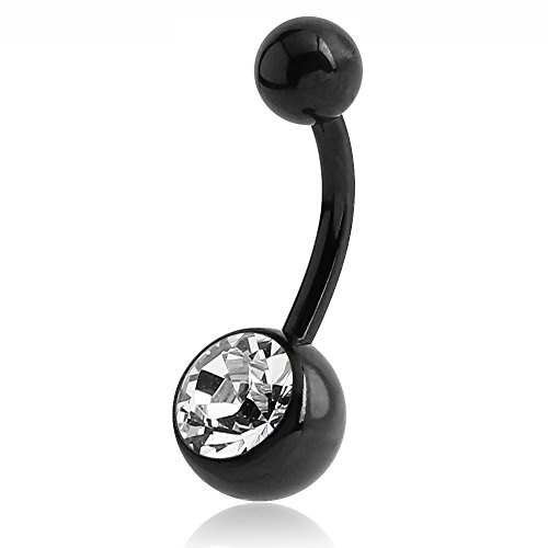 eeddoo Bauchnabel-Piercing Banane Kristall Schwarz Titan Türkis Blau 8 mm