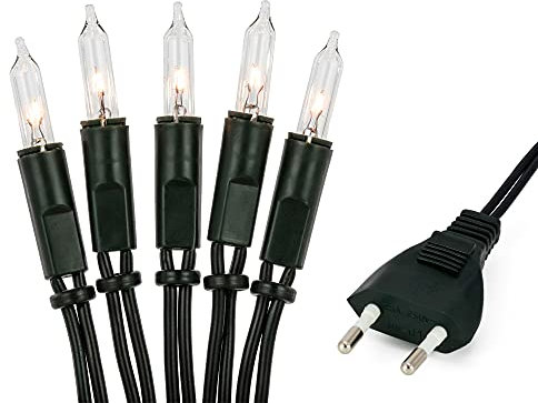 hellum Lichterkette innen strombetrieben, mini Lichterkette 50er klare warme Lichter, beleuchtete 7,35m, Kabel grün 50 Lichter 835014