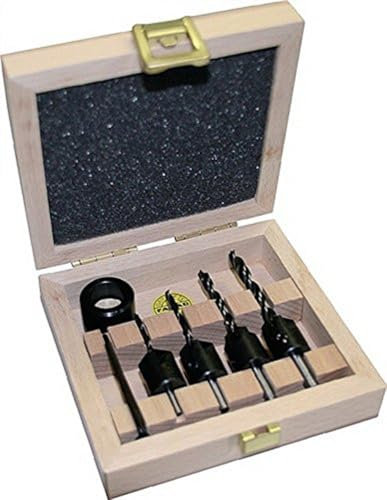 Famag Senkbohrer, 5-teilig, Spiralbohrer mit Aufsteckversenker, Größe ø 3-6 mm, mit praktischer Holzbox – 3574504