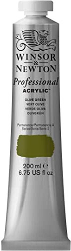 Winsor & Newton 200ml Professional Acrylic Colour Tube - Olive Green