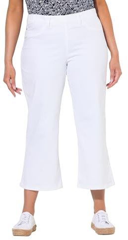 Ulla Popken Maglietta Basic, Scollo a V, Rilassata, A Mezza Manica T-Shirt Donna, Bianco, 64-66