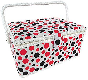 Kleiber + Co.GmbH Vollstoff-Rechteckig Nähkörbchen, Holz/Stoff, Weiß, 32x24x16 cm, 91908