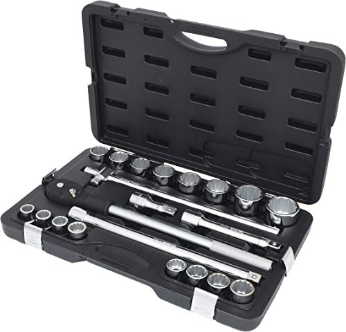 KS Tools 911.0751 - Coffret de douilles 12 pans et accessoires 3/4'' - Système FlankTraction - En Chrome Vanadium - Finition Satinée - 21 pièces