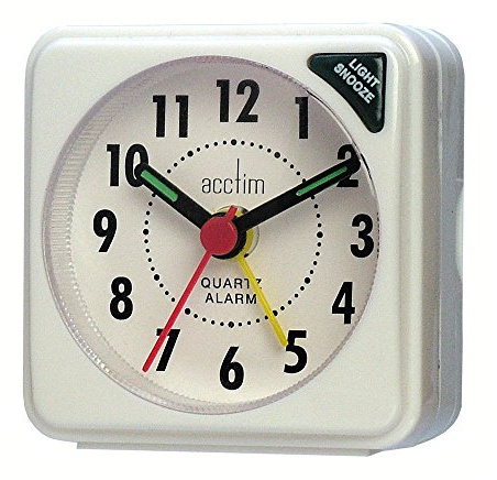Acctim Ingot Analogue Travel Alarm Clock Crescendo Alarm Quartz Luminous Hands Black 25/738WB