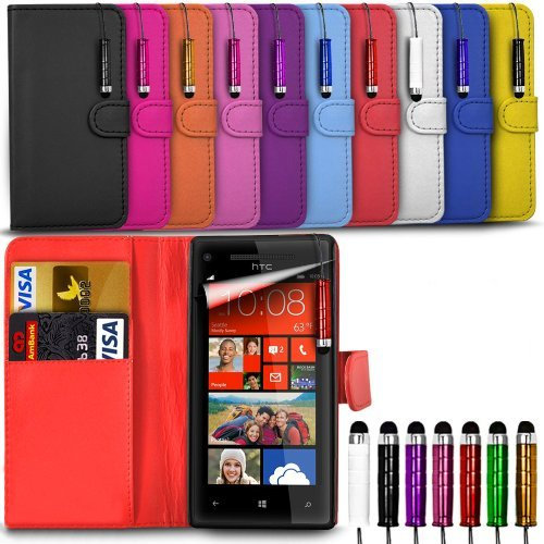 London Gadget Store Harrier From EE Premium PU Leather Wallet Flip Skin Case Cover with Mini Capacitive Stylus Touch Screen Pen, Screen Protector and Polishing Cloth - Hot Pink