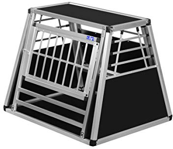 ALPUNA Transportbox N36 – Aluminium Hundebox 70×86×68 cm – Auto Hundebox mit Notausstieg, sicherer Hundetransport im Kofferraum