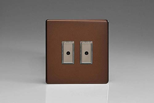 Varilight Eclique 2 2-Gang 1-Way Remote/Tactile Touch Control Master LED Dimmer Light Switch 2 x 0-100W (Max 10 LEDs) Mocha JDME102S