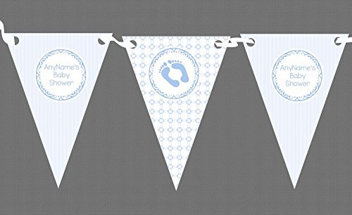 Boy Blue Stripes Chain Personalised Baby Shower Bunting