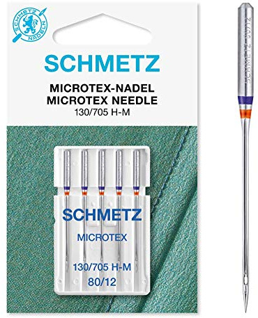 Schmetz Nähmaschinen-Nadeln, 89 Größen, 3 Stück + 1 Nadeleinfädler , Single Packet, Microtex 80/12