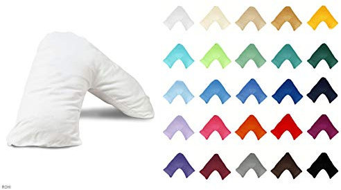 Rohi Orthopaedic V Pillow with Pillowcase – Ideal for Nursing, Pregnancy, and Back Support – Breathable & Hypoallergenic V Shaped Pillows with Complementary V Pillowcase (White)