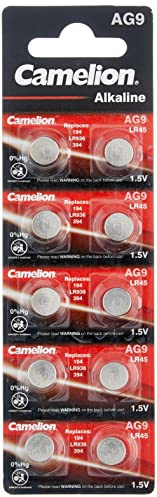 Camelion 12051009 Pilas sin Mercurio, alcalinas, de botón, AG9/LR45/LR936/394 (1,5 V, 10 Unidades)