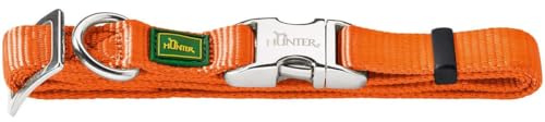 HUNTER Hundehalsung VARIO BASIC ALU-STRONG, robustes Nylon Hundehalsband, stufenlos verstellbar, rostfreier ALU-STRONG Aluminiumverschluss, Farbe: orange, Größe: M
