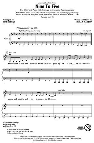 Dolly Parton: Nine To Five (SSA) - Partitions