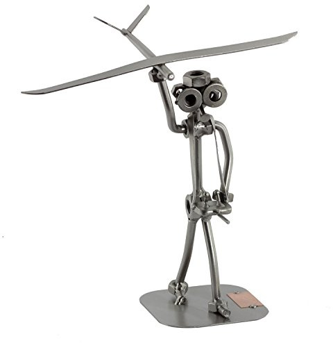 Steelman24 Schraubenmännchen Modellbauer mit Flugzeug | Made in Germany,Handarbeit,Geschenkidee,Stahlfigur,Metallfigur,Metallmännchen