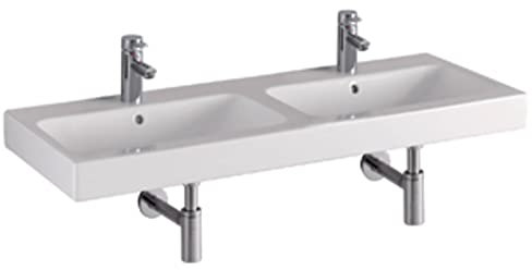 Geberit Doppelwaschtisch iCon 1200 x 485 mm, mit Hahnloch, mit Überlauf weiß