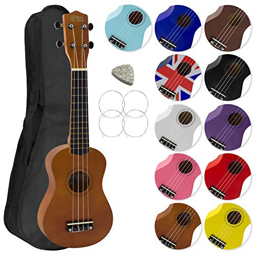 Mad About SU8-NT Sopran-Ukulele in Natur mit einer GRATIS Gigbag, Pick und Ersatzsaiten - großartig für Schulen und Anfänger, 55 x 20 x 10 cm