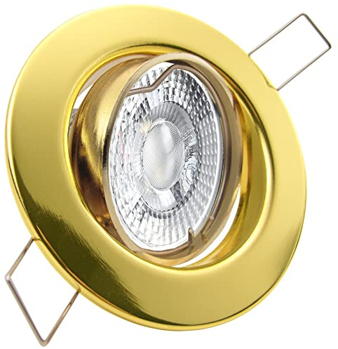 trendlights24 Decora LED Einbaustrahler 230V Gold rund 3er Set Spots 4W