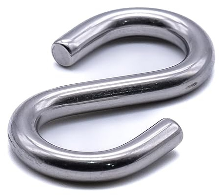 Pack of 10 - S Hooks Symmetrical 316 A4 Marine Grade Stainless Steel (3mm)