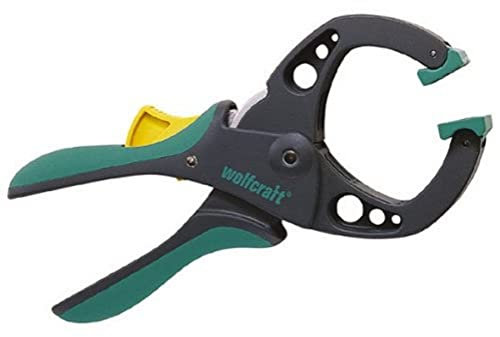 wolfcraft Ratschenzwinge FZR 50 I 3632000 I schnelle Fixierhilfe I Werkstückschonend und gefühlvoll Spannen I kraftvolles Zusammenpressen I bewegliche, materialschonende Spannbacken mit Kreuznut