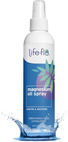 LIFE-FLO Magnesium Oil for Feet and Body - Topical Magnesium Spray Soothes Muscles, Joints When Massaged Into the Skin - Doubles as a Deodorant Spray or Bath Oil, Hypoallergenic, 60-Day Guarantee, 8oz