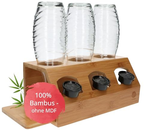 TAKE® SodaStream Flaschenhalter I100% Bambus I Abtropfgestell Flaschen-Ständer I Flaschen Abtropfständer I alle Soda Stream Modelle I Soda Flaschenhalter SodaStream Duo I Sodastream Zubehör