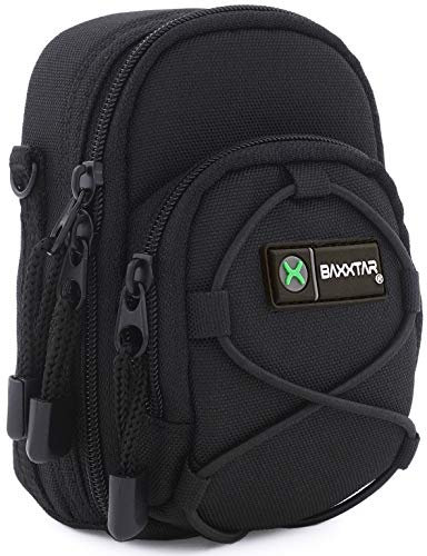 Baxxtar Blackstar V4 Kameratasche schwarz Größe (L) kompatibel mit Coolpix A900 A1000 S9900 - Lumix DC TZ202 TZ96 TZ91 DMC TZ101 TZ81 LX15 - PowerShot SX730 SX740 usw.