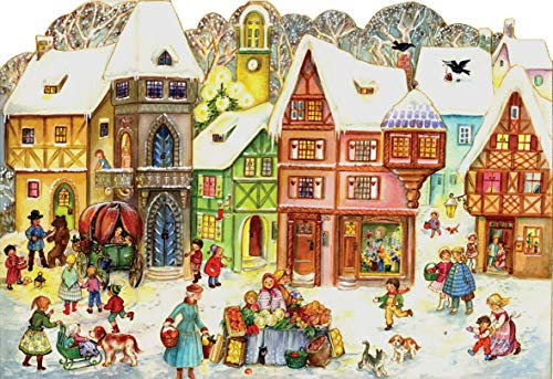 Nostalgischer Adventskalender/Weihnachtskalender mit Bildern und Glimmer für Kinder und Erwachsene Marktplatz