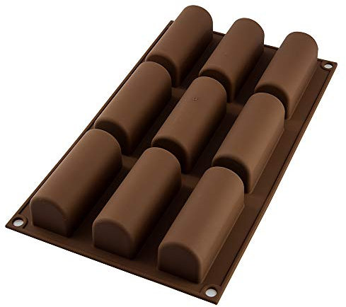 Silikomart | SF130 Stampo in Silicone per Monoporzioni MIDI BÛCHE, Antiaderente, 9 Monoporzioni, Confezione da 1 Stampo per Dolci, 84 x 32 mm, h 35 mm, Made in Italy