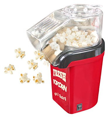 Global Gizmos 50900 Fat Free Hot Air Popcorn Maker | No Oil | 4 Bags Included | Healthy Home-Made Treats | Movie Nights/Sleepovers/Kids Parties | 1200 W |, Plastic, Red