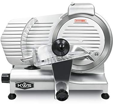 KWS 10NS Commercial 10 Electric Meat Slicer, 320W High-Torque Motor, Stainless Steel Blade, Deli-Style Thin Slicing, Built-In Sharpener, Heavy-Duty Aluminum Body for Meat, Cheese & Semi-Frozen Foods