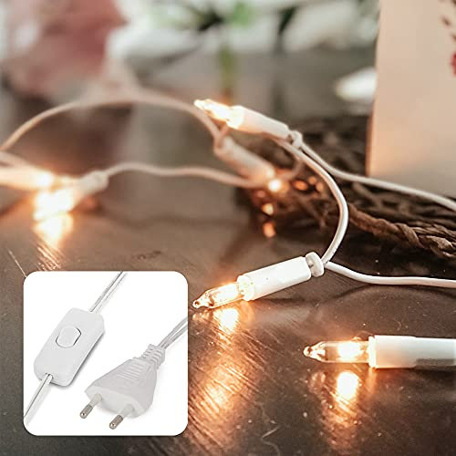 hellum Lichterkette innen strombetrieben, mini Lichterkette 20er Ersatzbirnen klare warme Lichter, beleuchtete 2,85m, Kabel weiß 20 Lichter mit Stecker für Weihnachten < 59 Lumen 832051
