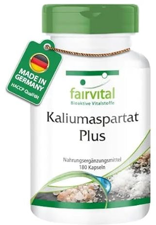 Fairvital | Aspartato de Potasio - Potasio + Niacina + Vitamina B6 - VEGANO - Dosis elevada - 180 Cápsulas - Calidad Alemana
